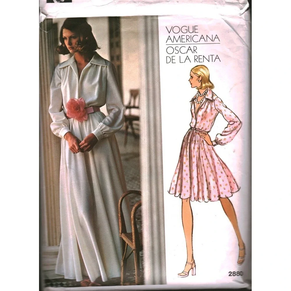 Vogue Americana 2880 Oscar de la Renta Evening Dress Sewing Pattern Size 14 VTG
